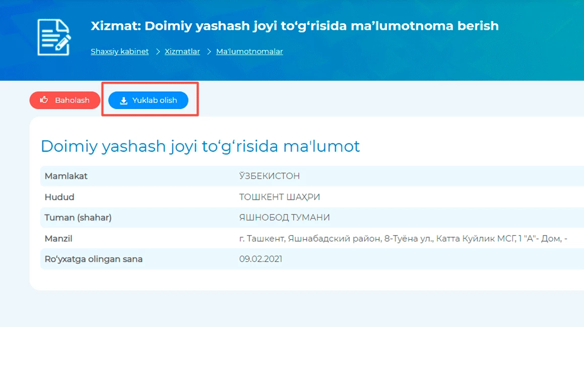 Faylni yuklab oling. Foto: my.gov.uz